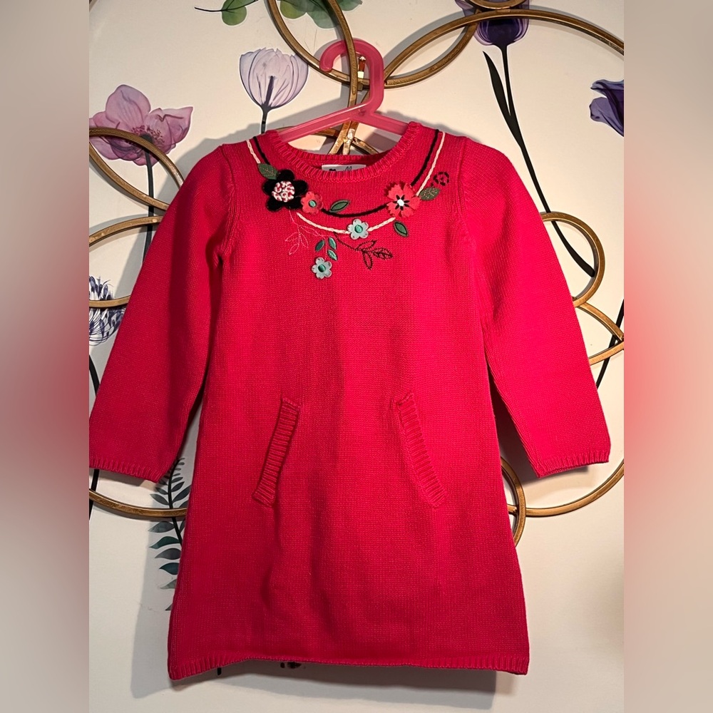 Pink Floral knit Embroidered Dress